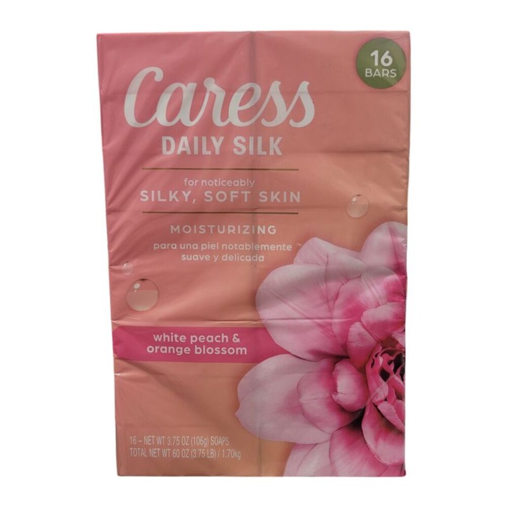 Caress Daily Silk Beauty Bar, White Peach & Orange Blossom, 3.75 oz.,16 count